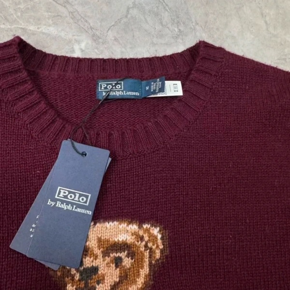 Polo Ralph Lauren Burgundy Sweater with Bear Motif - Picture 3 of 6